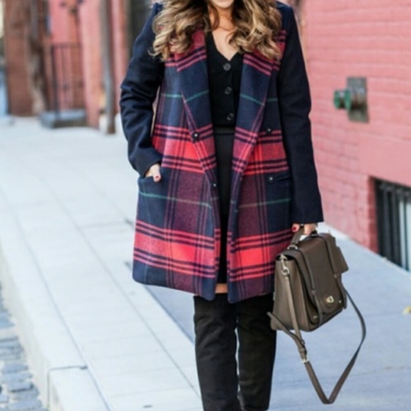 Gap Buffalo Plaid Wool Cable Car Long Peacoat - Picture 5 of 9